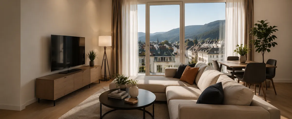 Helles Wohnzimmer mit Seeblick