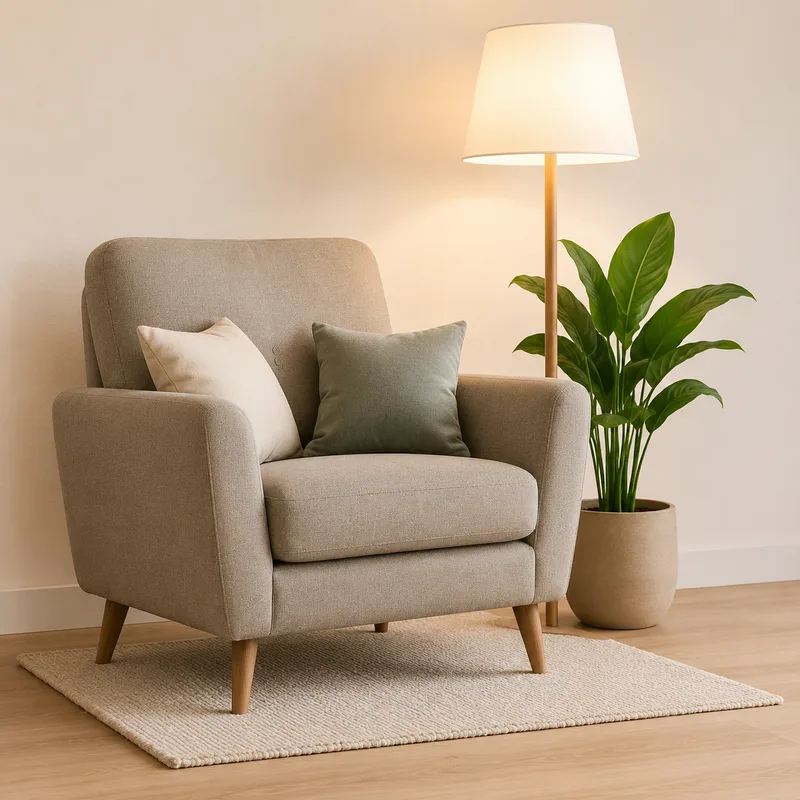 Gemütlicher Sessel mit Stehlampe